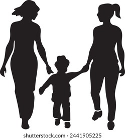 Default Flat design mother and son silhouette illustration