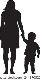 Default Flat design mother and son silhouette illustration