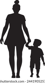 Default Flat design mother and son silhouette illustration