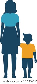 Default Flat design mother and son silhouette illustration