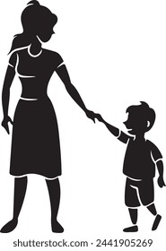 Ilustración de silueta madre e hijo de diseño plano por defecto