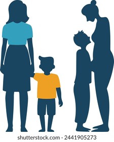 Default Flat design mother and son silhouette illustration