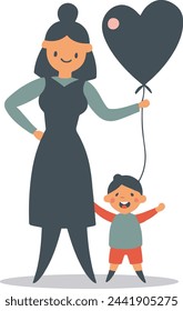 Ilustración de silueta madre e hijo de diseño plano por defecto