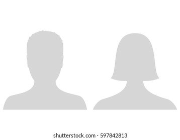 Default male and female avatar profile picture icon. Grey man and woman photo placeholder. Vector Illustration