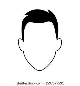 default man face icon over white background, vector illustration