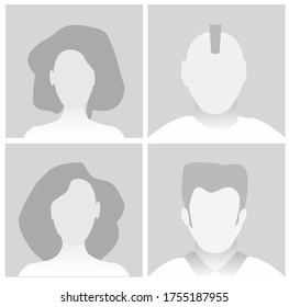 Default Placeholder Avatar Profile on Gray Background.Vector illustration Man and Woman
