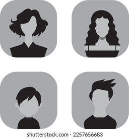 Default Placeholder Avatar Profile on Gray Background. Man and Woman