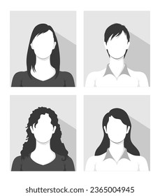 Default Placeholder Avatar Profile on Gray Background. female avatar profile. vector illustration