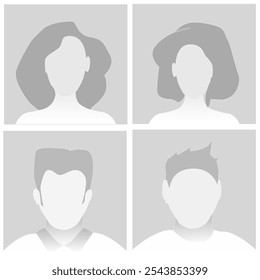 Default Placeholder Avatar Profile on Gray Background. Vector illustration Man and Woman EPS10