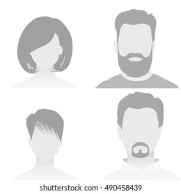 Default Placeholder Avatar Profile on White Background. Man and Woman