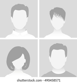 Default Placeholder Avatar Profile on Gray Background. Man and Woman