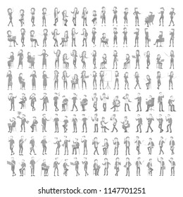 Default Placeholder Avatar Set Vector. Profile Gray Picture. Full Length Portrait. Man, Woman Photo. Businessman, Business Woman. Human Web Photo. No Image. Isolated Illustration