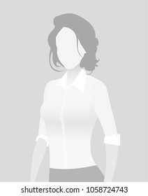 Default placeholder businesswoman half-length portrait photo avatar. Woman gray color 