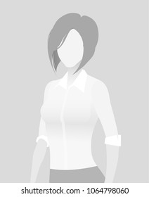 Default placeholder businesswoman half-length portrait photo avatar. Woman gray color 
