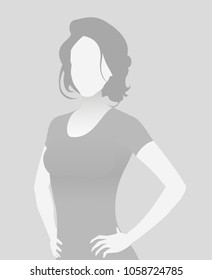 Default placeholder fitness trainer in a T-shirt. Half-length portrait photo avatar. gray color 