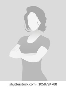Default placeholder fitness trainer in a T-shirt. Half-length portrait photo avatar. gray color 