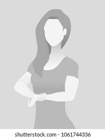 Default placeholder fitness trainer in a T-shirt. Half-length portrait photo avatar. gray color 