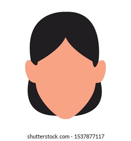 default woman face icon over white background, vector illustration