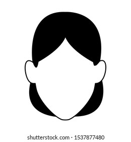 default woman face icon over white background, vector illustration