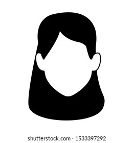 default woman face with long hair over white background, vector illustration