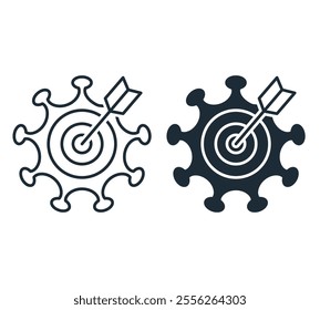 Defeat, destruction of the virus. Vector linear icon isolated on white background.