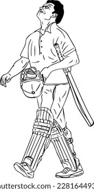 "Defeated on the Pitch: A Sketch Drawing of a Sad Cricket Batsman"
"Cricket Disappointment: An Illustration of a Batsman's Early Dismissal"
"Out on a Duck: A Cartoon Doodle of a Sad Cricket Batsman"