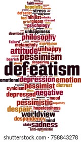 Defeatism word cloud concept. Vector illustration