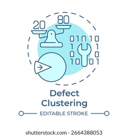 Defect clustering soft blue concept icon. Software development. Coding, programming. Round shape line illustration. Abstract idea. Graphic design. Easy to use in infographic, presentation