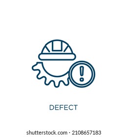 defect icon. Thin linear defect outline icon isolated on white background. Line vector defect sign, symbol for web and mobile