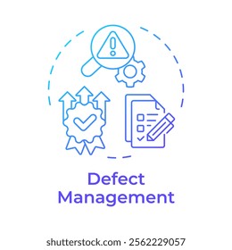 Defect managemnet blue gradient concept icon. Core feature of FMS system. Field service management. Round shape line illustration. Abstract idea. Graphic design. Easy to use in article