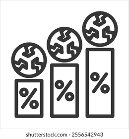 Defect Rate Outline Icon Vector Illustration