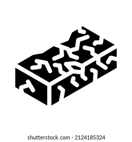 vector de icono de glifo de ladrillo defectuoso. signo de ladrillo defectuoso. símbolo de contorno aislado ilustración negra