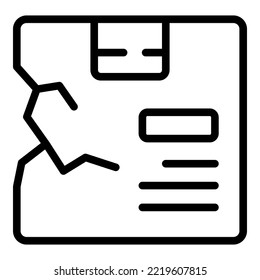 Vector de contorno de icono de parcela defectuoso. Control del producto. Electrónico de seguridad
