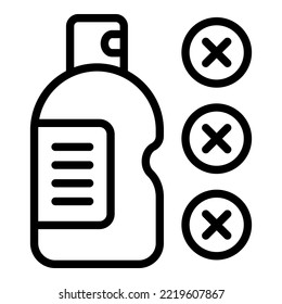 Vector de contorno de icono de pulverización defectuoso. Control de seguridad. Electrónico de consumo