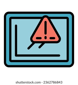 Defective tablet icon outline vector. Product control. Consumer electronic color flat