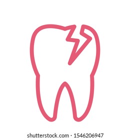 Defective Teeth Vector Color Line Icon