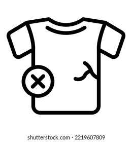 Vector de contorno de icono de camiseta defectuoso. Control del producto. Retorno roto