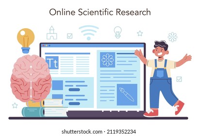 Defectologist Online Service Or Platform. Psychologist Or Educator Working With Special Special Needs Children. Online Research. Flat Vector Illustration