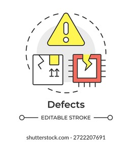 Defects multi color concept icon. Electronic components, product damage. Delivery package. Round shape line illustration. Abstract idea. Graphic design. Easy to use in article, infographic