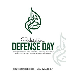 Día de la Defensa de Pakistán, Día de la Defensa escrito en caligrafía urdu. 6 de septiembre. Feliz Día de la Defensa