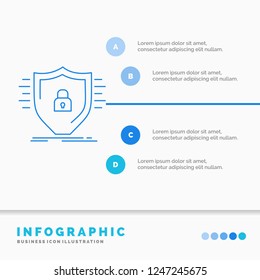 Defence, firewall, protection, safety, shield Infographics Template for Website and Presentation. Line Blue icon infographic style vector illustration