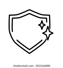 Icono plano de defensa. Pictograma Escudo para web. Icono de línea. Aislado sobre fondo blanco. Pasos de vector de contorno10