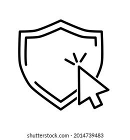 Defence flat icon. Shield pictogram for web. Line stroke. Isolated on white background. Outline vector eps10