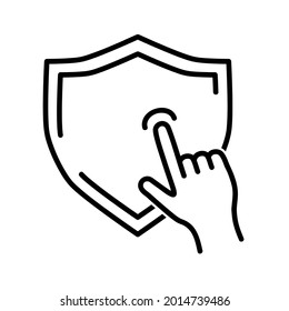 Icono plano de defensa. Pictograma Escudo para web. Icono de línea. Aislado sobre fondo blanco. Pasos de vector de contorno10