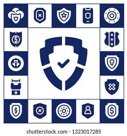 defence icon set. 17 filled defence icons.  Simple modern icons about  - Shield, Stun gun