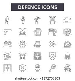 Defence line icons, signs, vector set, outline illustration concept 