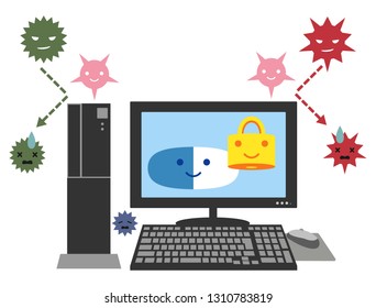 Defend against a computer attacked by virus It is an illustration.