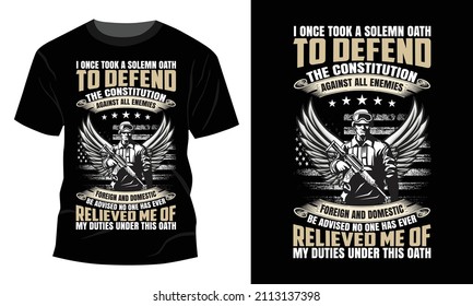 Defend Enemies - 
Vector graphic, Typographic poster, vintage, US Veteran T-shirt Design.