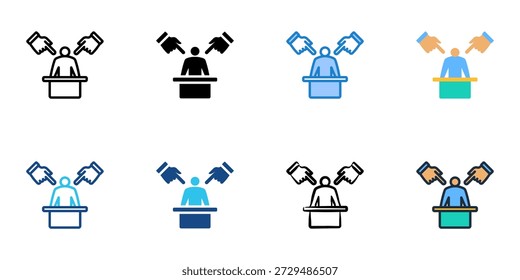 Defendant icons set multiple style collection. Editable stroke 
