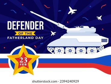 Defender of the Fatherland Day Vector Illustration on 23 February with Russian Flag and Star in National Holiday of Russia Flat Cartoon Background